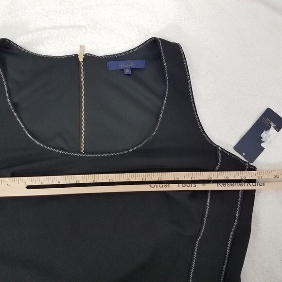 NEW RACHEL Rachel Roy Size 0X Sleeveless Black Sheath Tank Midi Dress Sticthing - Picture 13 of 15